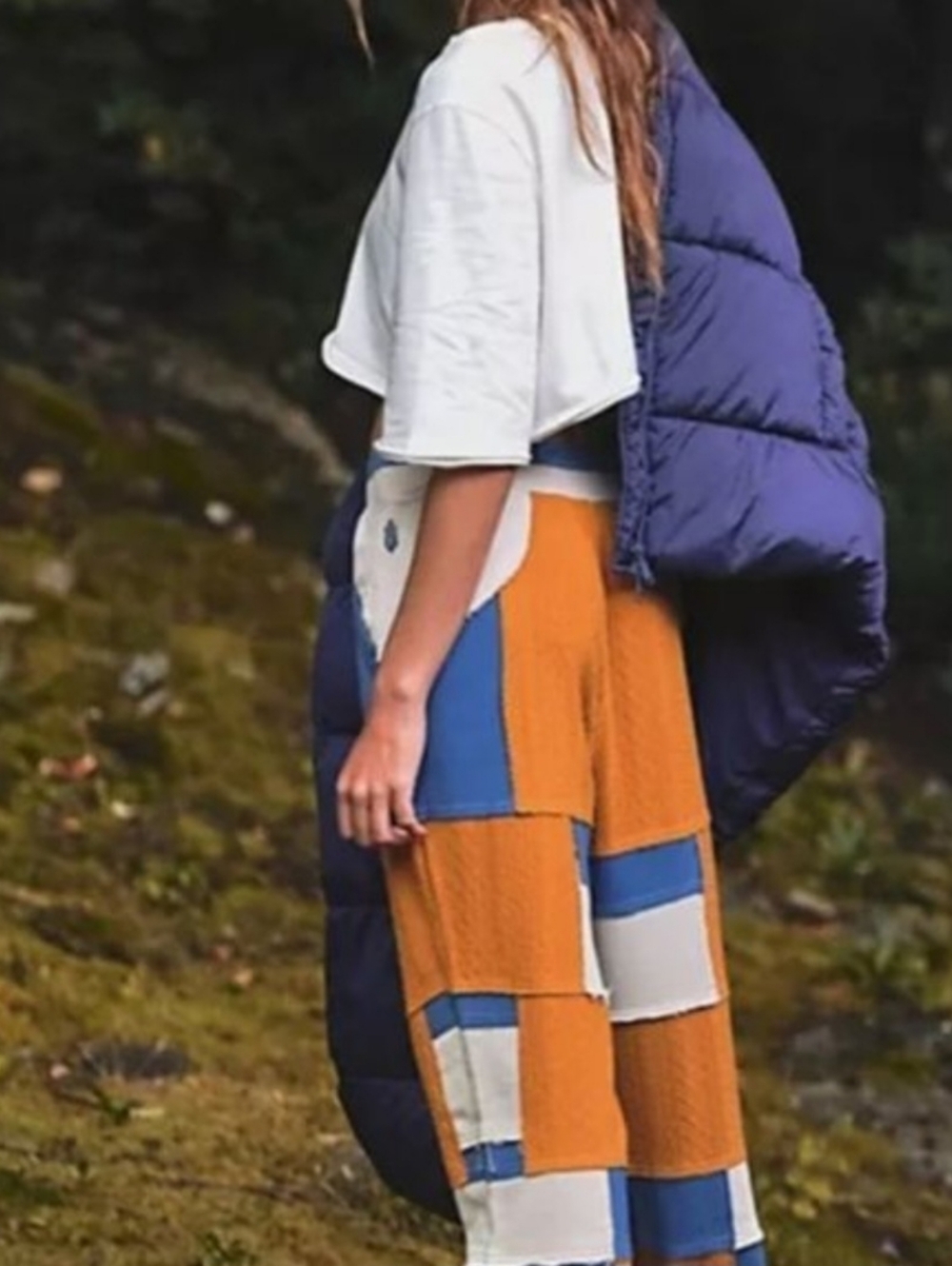 FP Movement Free People Making It Patchwork Joggers Blue Orange S - Picture 3 of 9